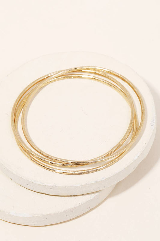 Thin Metallic Triple Bangle Bracelet Set