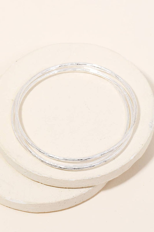 Thin Metallic Triple Bangle Bracelet Set