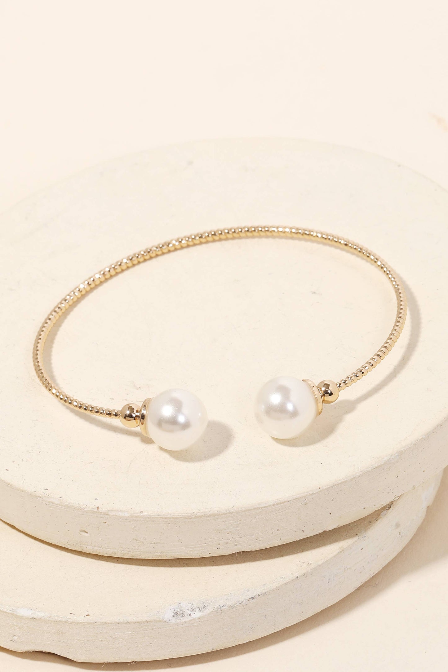 Pearl Bead Open Cuff Bracelet