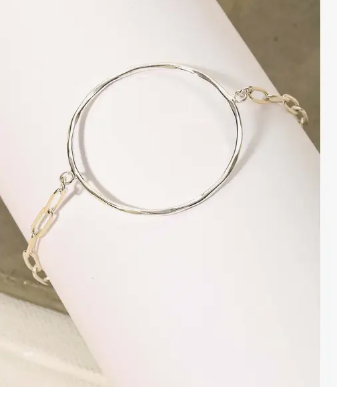 Chain Link Circle Charm Bracelet-silver